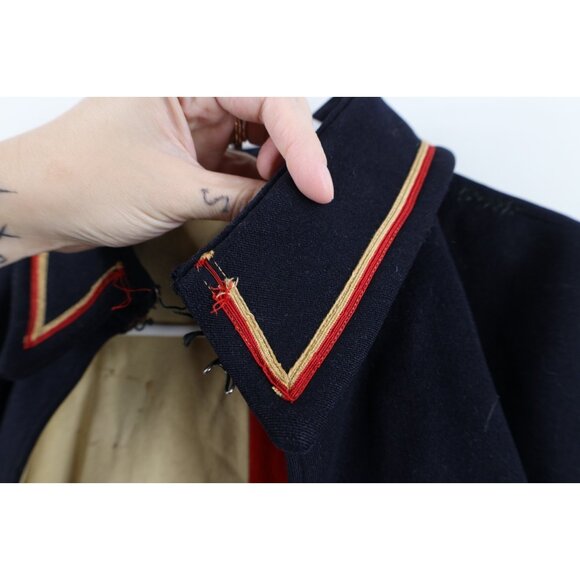 Vtg 30s 40s Distressed Heavyweight Wool Military Band Cape Nurse Cloak Womens - Picture 7 of 16
